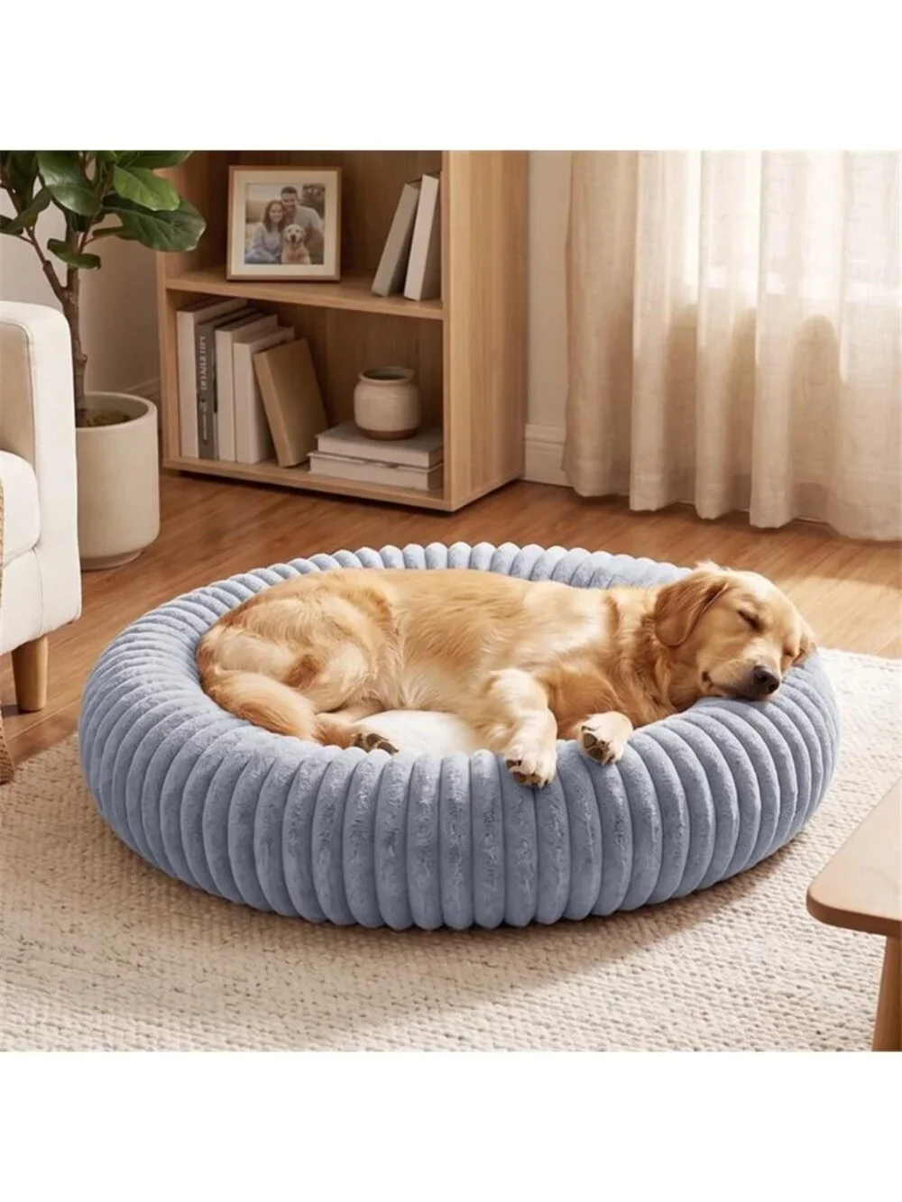 Calming Donut Dog Bed with Non-Slip Bottom 24 inches Cozy 24